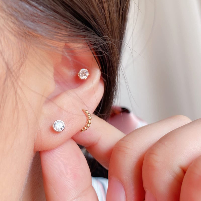 EPIRORA Sterling Silver Stud Earrings for Women Men- 3 Pairs of Tiny Round Cubic Zirconia Earrings CZ Small Cartilage Tragus Earrings(2mm/3mm/4mm) - Image 4